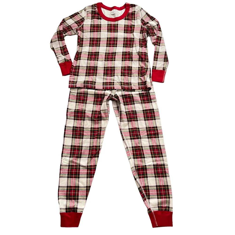 Hanna Andersson Organic Cotton Soft Plaid Matching Pajama Set Women Size XLarge